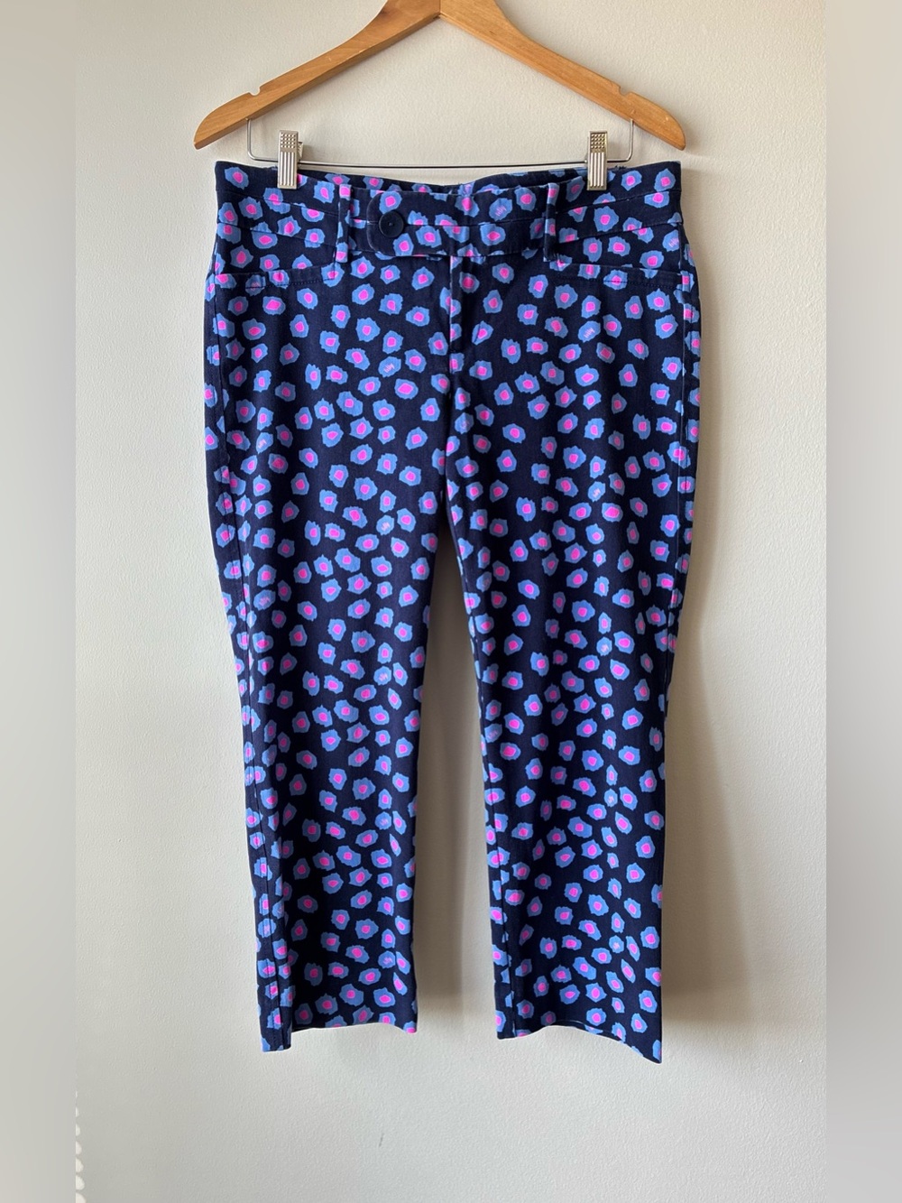 Lilly Pulitzer Women's Blue/Pink Multicolor Stretch Animal Cropped Pants Sz 10